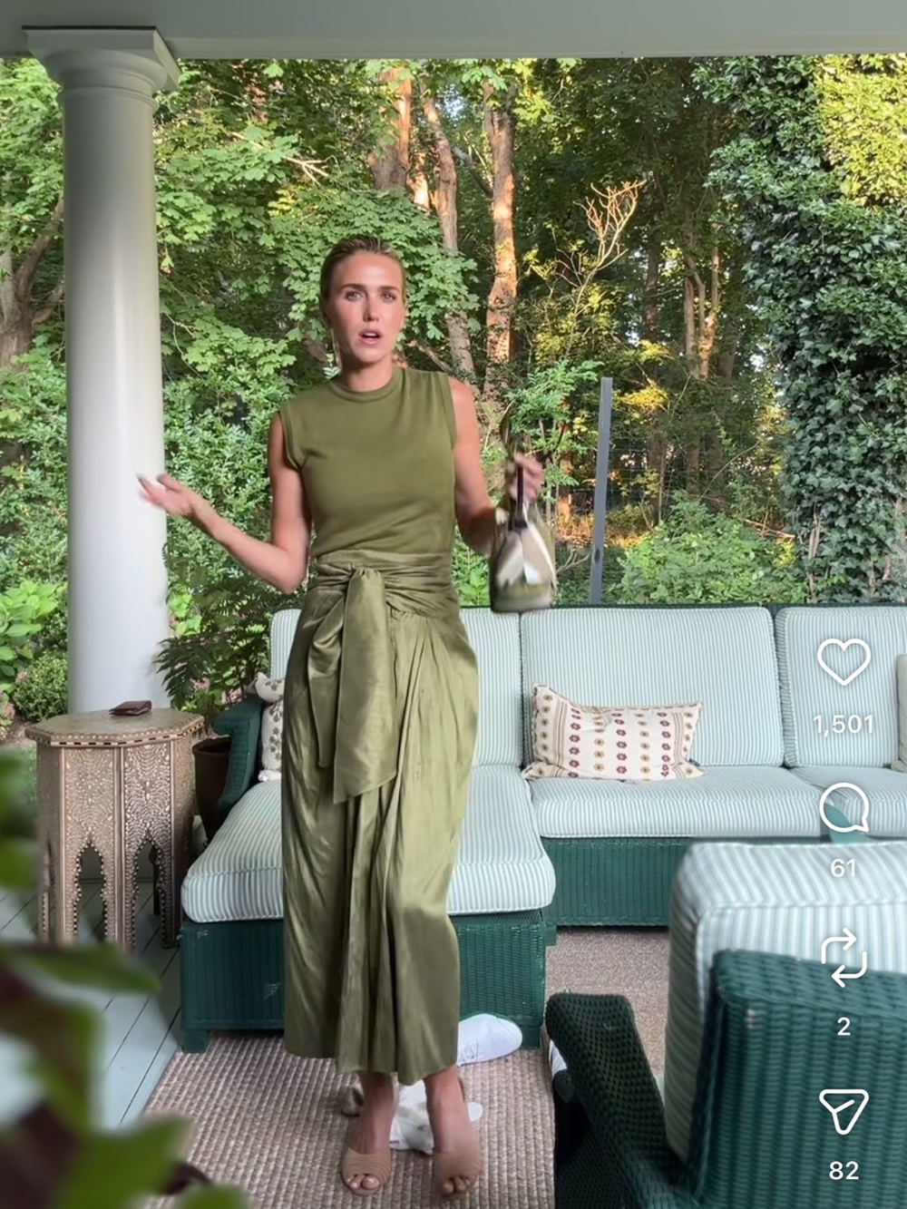 Julia Amory Cartagena Wrap Skirt in Moss XS